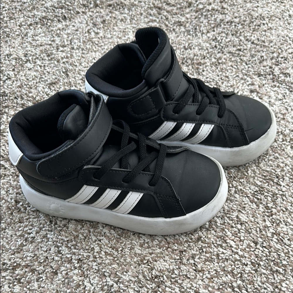 Adidas Kids Black and White High-Top Sneakers
